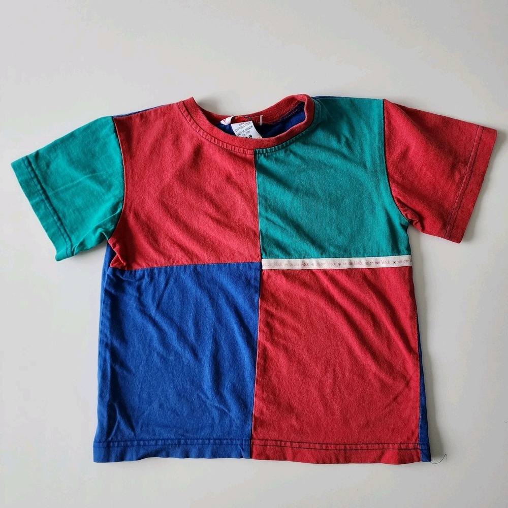 Vintage 90s Please Mum Colorblock Shirt Kids Small 6-8 Years‎ Retro Y2K Boy Girl